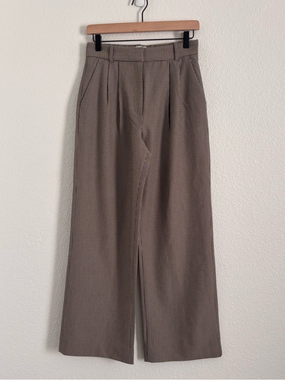 NWT Abercrombie & Fitch Size 27 Brown Herringbone Sloane Tailored Wide Leg Pant - Picture 2 of 6